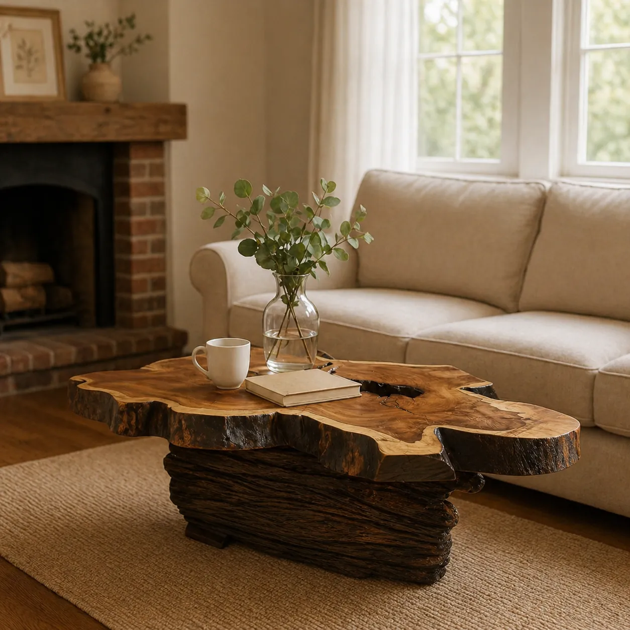 Mesa de centro en madera viva — pieza de autor